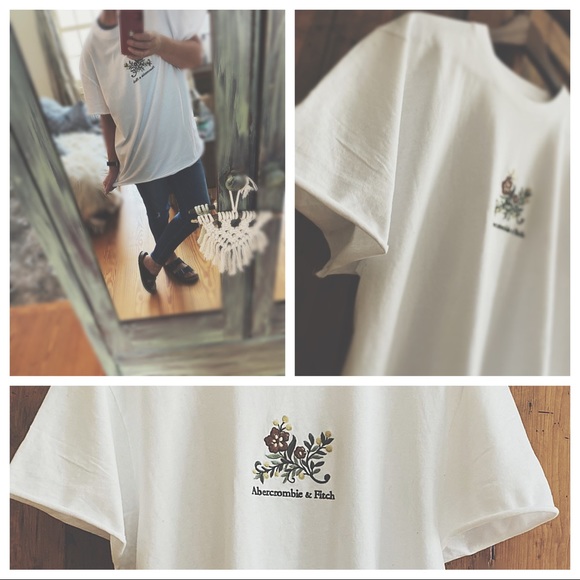 Abercrombie & Fitch Custom Cutoff Graphic Tee Floral White XXL - Picture 4 of 12